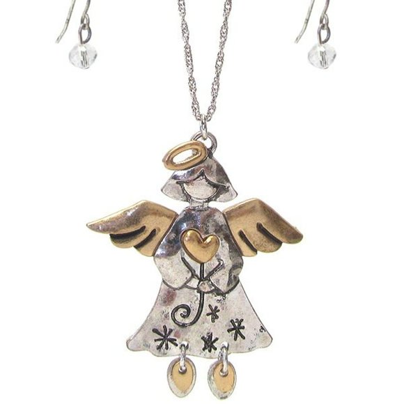 Viola Jewelry - Viola Rustic Mixed Metal Angel Earrings Two-tone